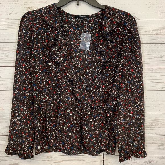 MADEWELL wrap shirt stars side tie S - Picture 4 of 7